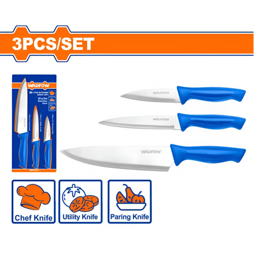 Set X 3 Cuchillos De Cocina Acero Inox Wadfow