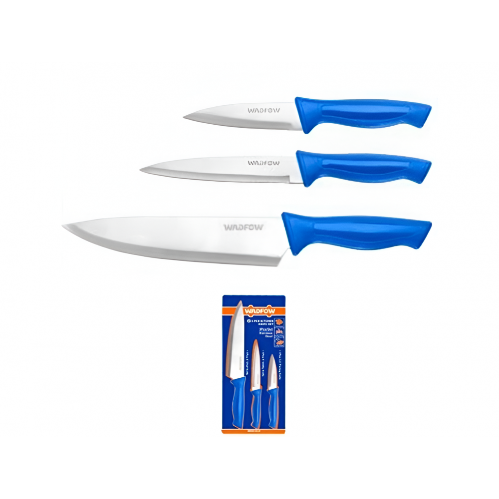 Set X 3 Cuchillos De Cocina Acero Inox Wadfow