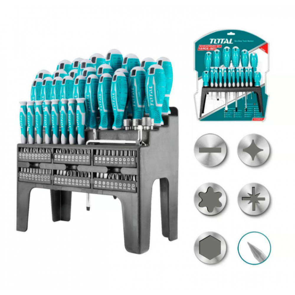 Set Destornilladores 100 Pzs Total Ergonómico