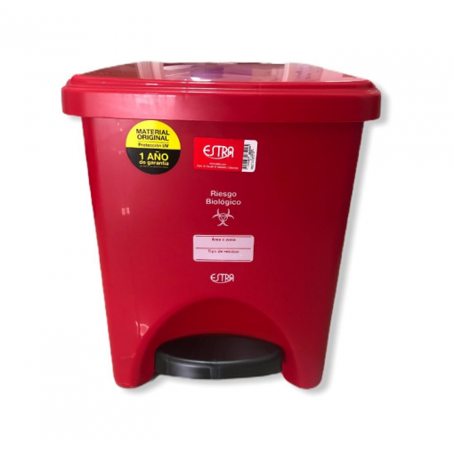 Tacho Basura Con Pedal Rojo Negro 20 Litros