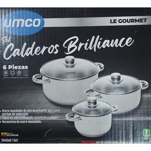 JUEGO CALDEROS BRILLIANCE INDUCCIÓN UMCO