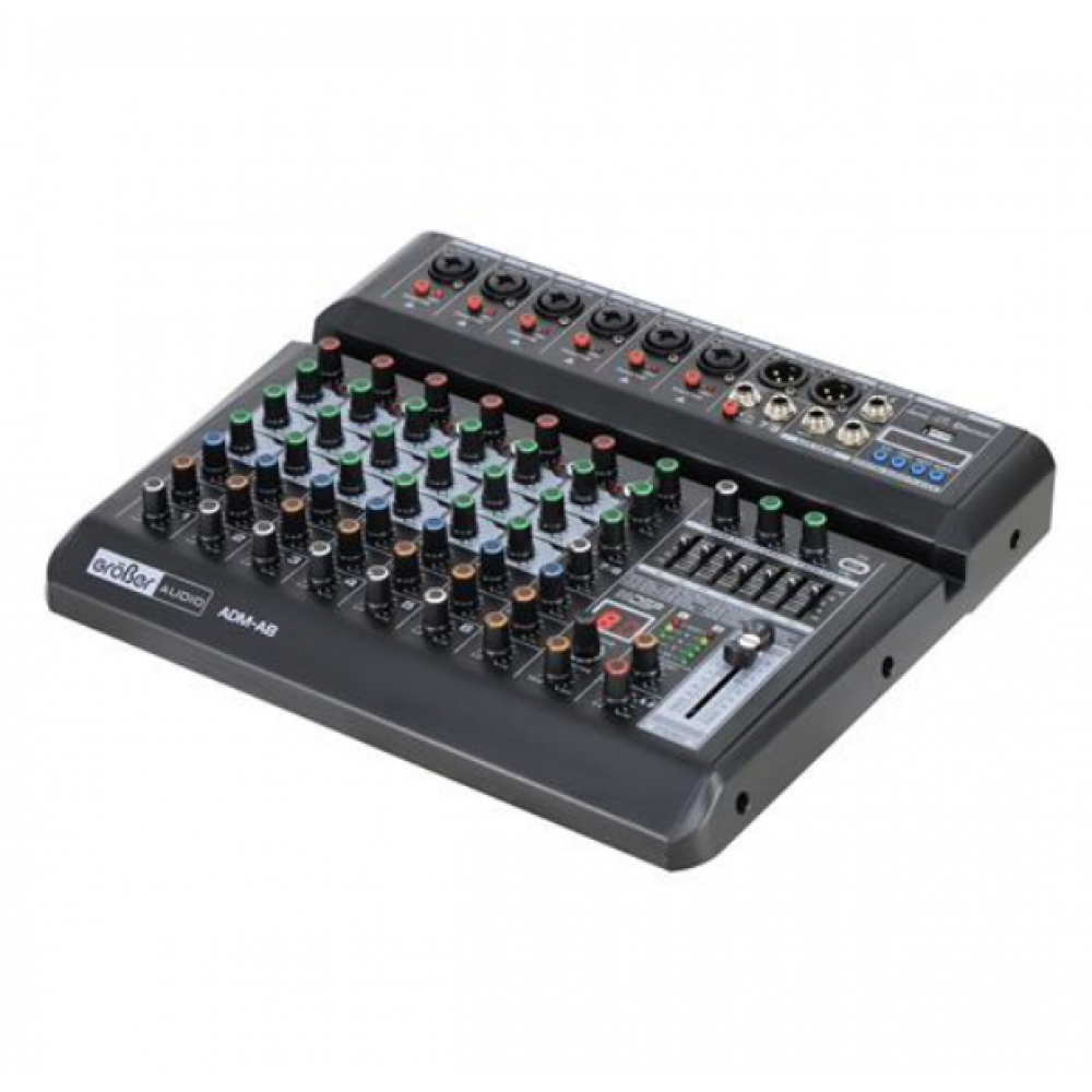CONSOLA PASIVA PROFESIONAL 8 CANALES CON USB/BLUETOOTH/FX/PC LINK