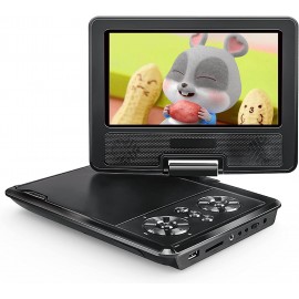  Reproductor de DVD con pantalla giratoria de 7.5 pulgadas, compatible con tarjeta SD, USB/