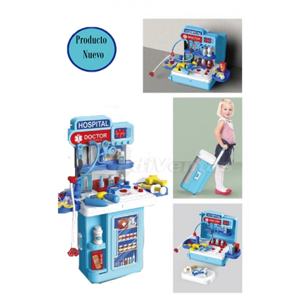 Set De Doctor Tipo Mesa Y Mochila Con Ruedas 4 En 1