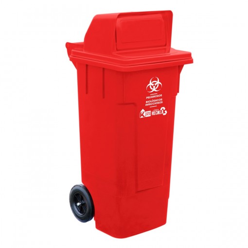 Tacho Reciclaje  132 Litros tapa buzon con ruedas