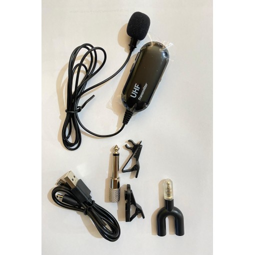 Microfono inalambrico profesional con accesorios y adaptadores