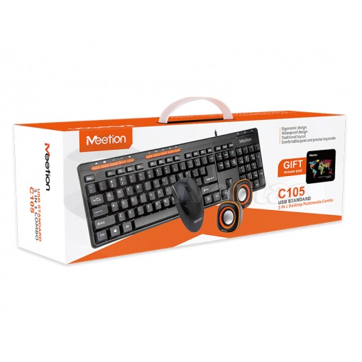 Teclado + Mouse + Parlantes 3 En 1 Meetion