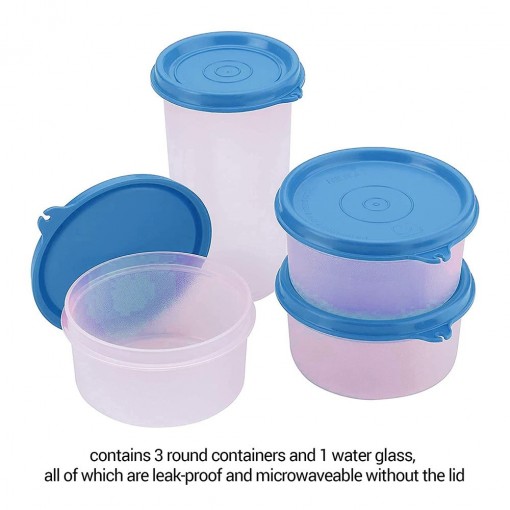 Lonchera 3 Recipientes Y 1 Vaso Color Cian