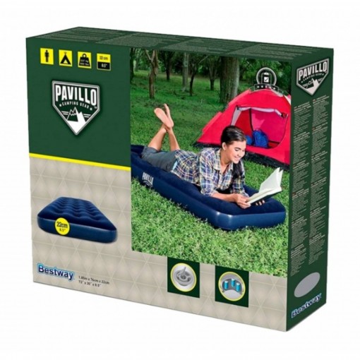 Colchon Inflable Una 1 Plaza + Almohada + Inflador Bestway Color Azul