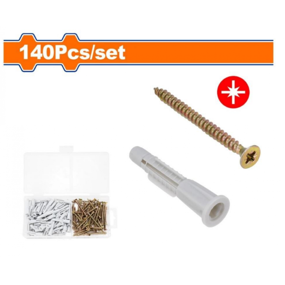 TACOS FICHER Y TORNILLOS 70 PARES 6X36 mm y 4 x 50mm