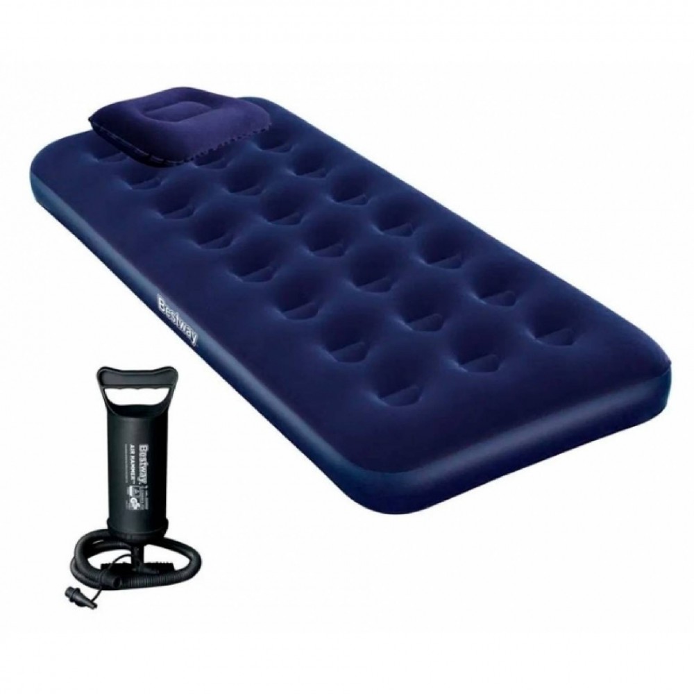 Colchon Inflable Una 1 Plaza + Almohada + Inflador Bestway Color Azul