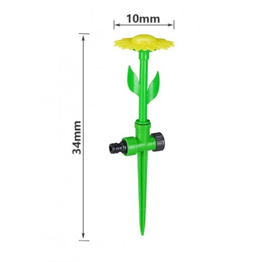 Aspersor de plástico con punta de girasol, rociador decorativo de riego para jardín y césped