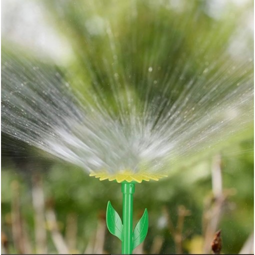 Aspersor de plástico con punta de girasol, rociador decorativo de riego para jardín y césped