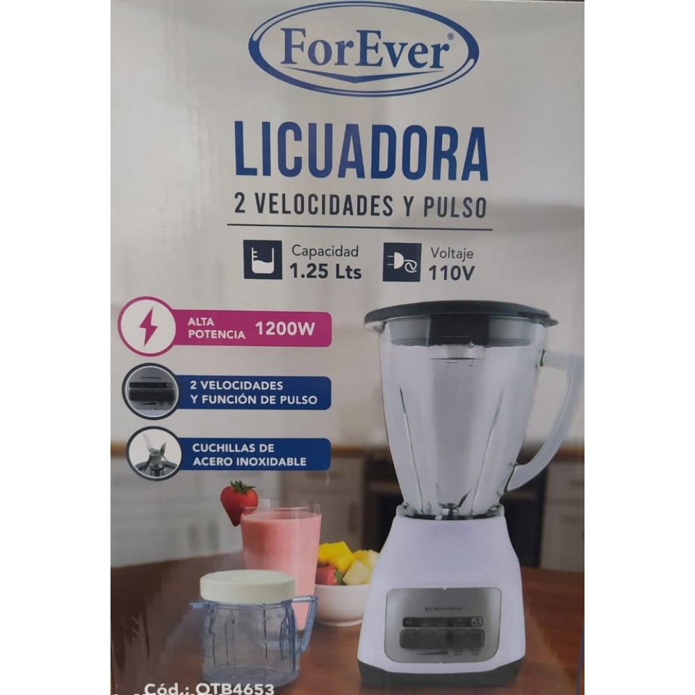 LICUADORA 2 VELOCIDADES+BOTON PLUS 2 EN 1 FPREVER VASO DE VIDRIO CON PICATODO