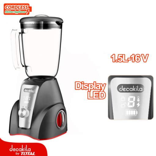 Licuadora Inalámbrica Gris 1.5L 300W 16V 2 Velocidades. Batería Y Cargador Por