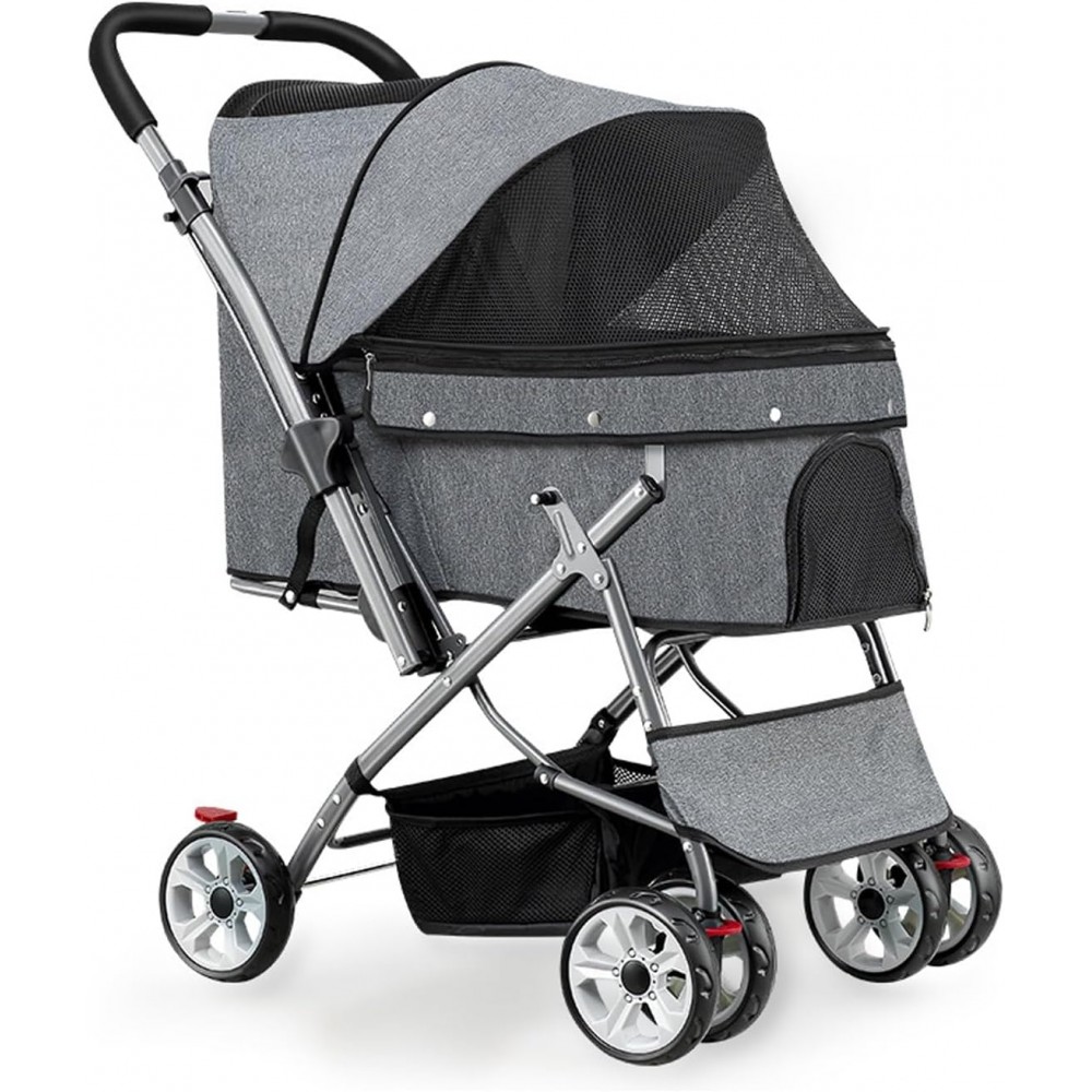 Coche plegable para mascotas de 4 ruedas, para perros medianos y grandes, gatos