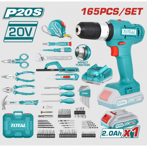 Taladro De Impacto Inalámbrico Mas Herramientas Set 165 Pcz