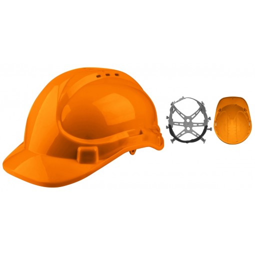 Casco De Seguridad Color Naranja. 8 Puntos De Suspension