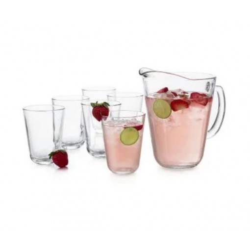 Juego De Jarra Y Vasos 7pz Vidrio Resistente 1.7l