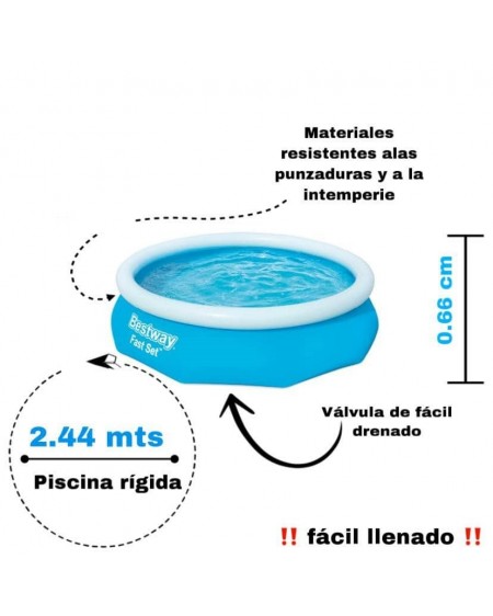 Piscina Circular Bestway 2.44 X.66 Bomba Y Filtro Incluida
