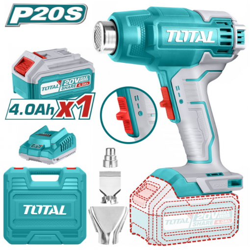 Pistola De Calor Inalámbrica Total 20v + Bateria Y Cargador Color Turquesa