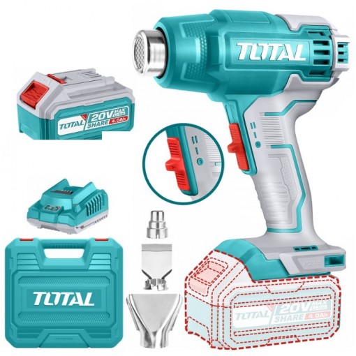 Pistola De Calor Inalámbrica Total 20v + Bateria Y Cargador Color Turquesa