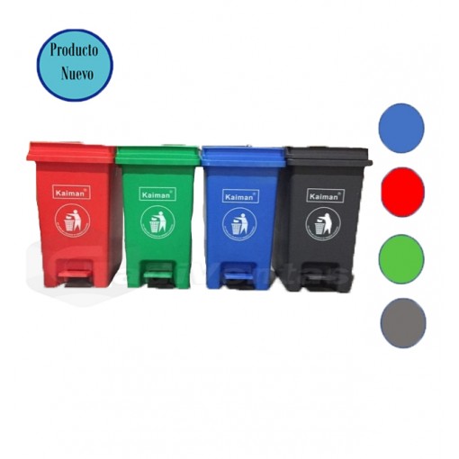 Tacho De Basura Kaiman En Color Rojo, Verde, Negro Y Azul