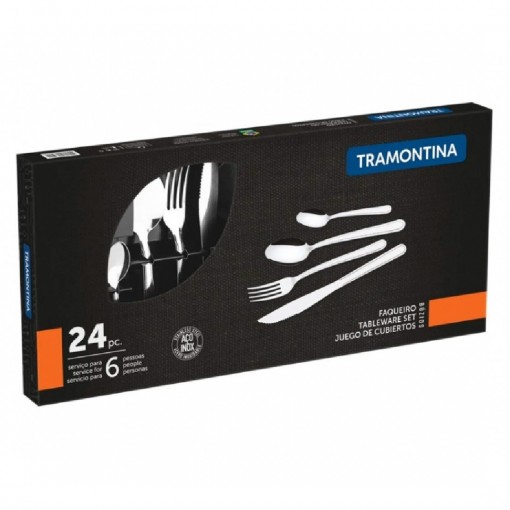 JUEGO DE CUBIERTOS TRAMONTINA 24 PZS DE ACERO INOXIDABLE